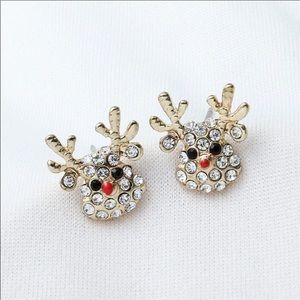 Crystal Studded Reindeer Earrings